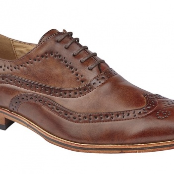 Men's GOOR 5 Eye Brogue Oxford Shoe Mid Brown