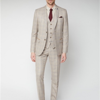 Antique Rogue Beige Tweed Check Suit
