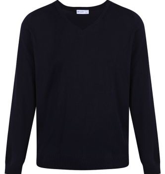 Plain Cotton Blend Navy Jumper