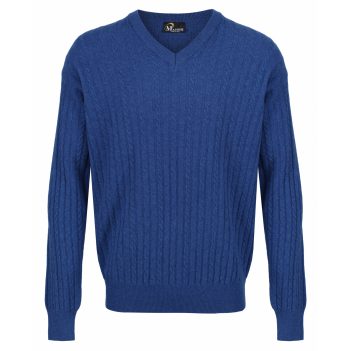 Massoti V Neck Lambswool Cable Knit Pullover (Available in 7 Colours)