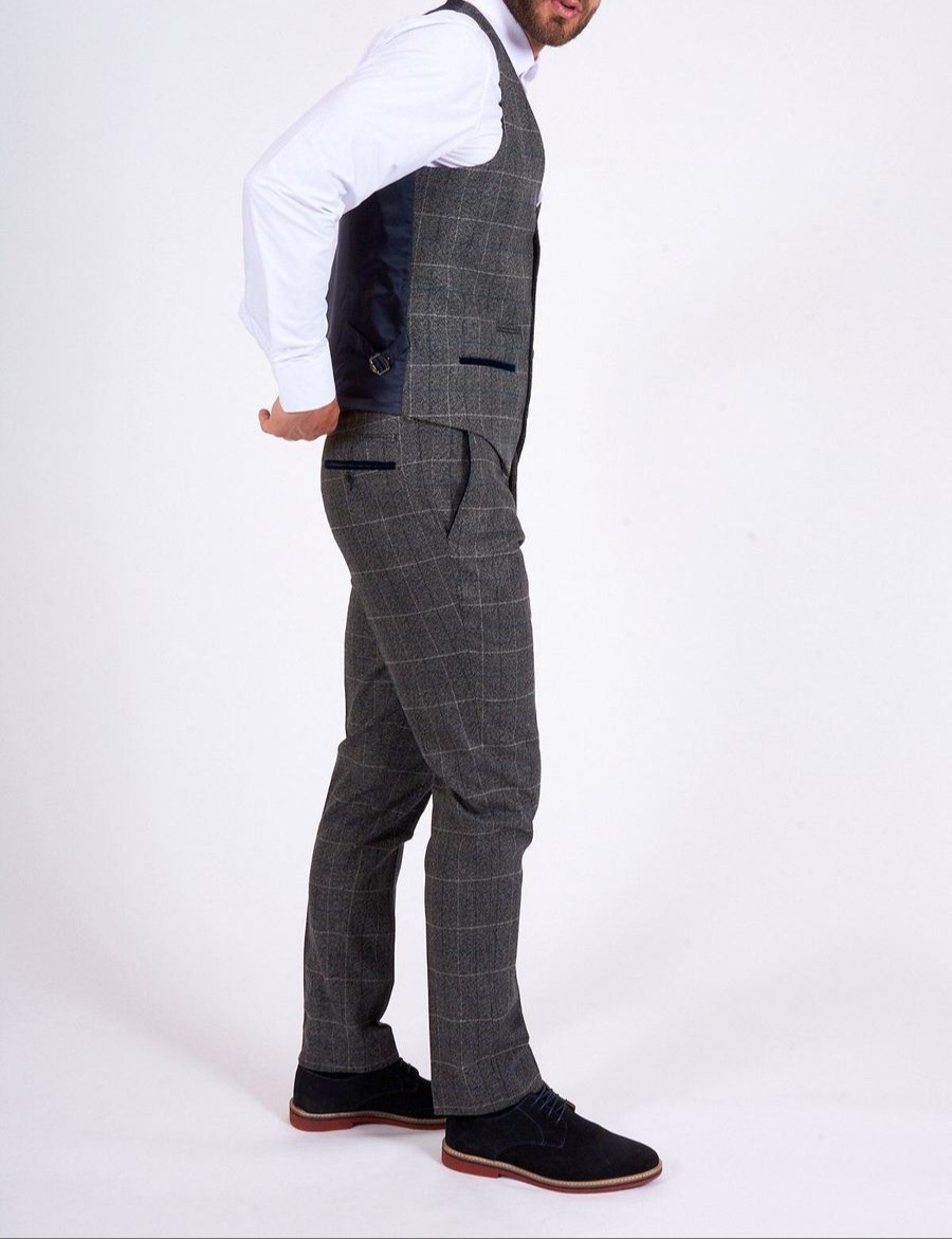 Marc Darcy Scott Grey Tweed Check Trousers - Image 3
