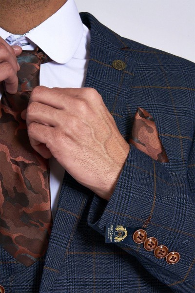 Marc Darcy Jenson Marine Navy Check Jacket - Image 4