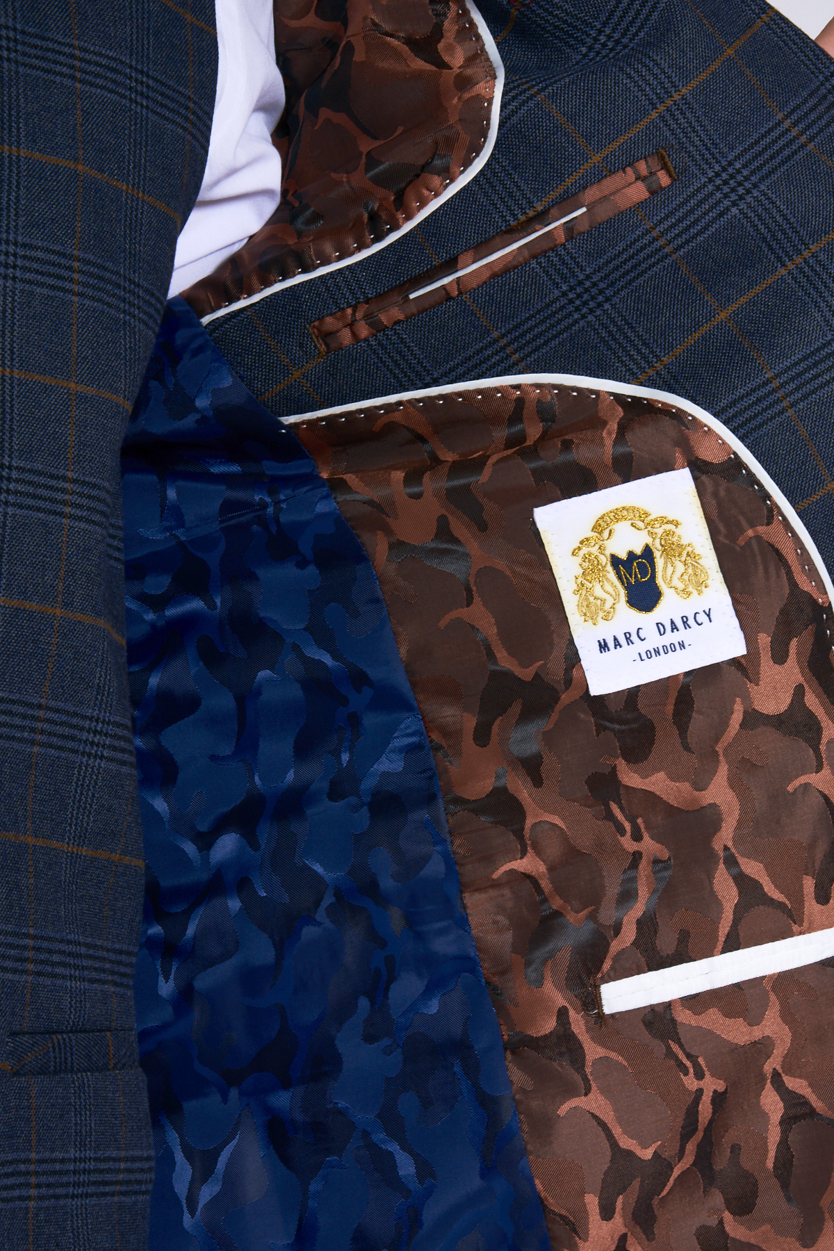 Marc Darcy Jenson Marine Navy Check Jacket - Image 3
