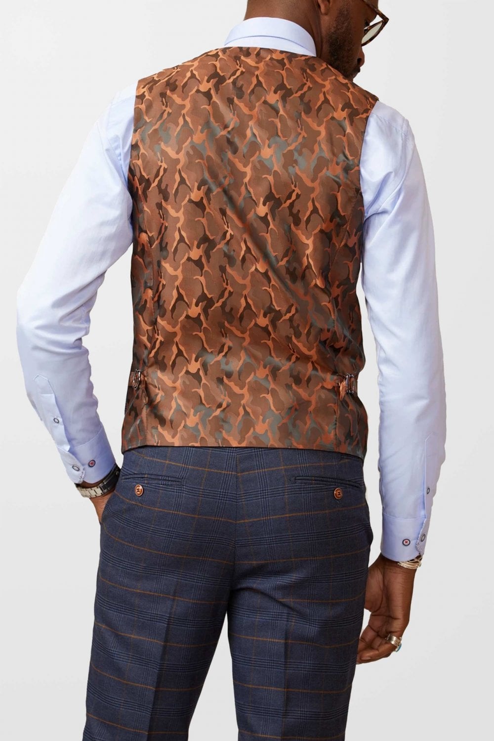 Marc Darcy Jenson Marine Check Waistcoat - Image 3