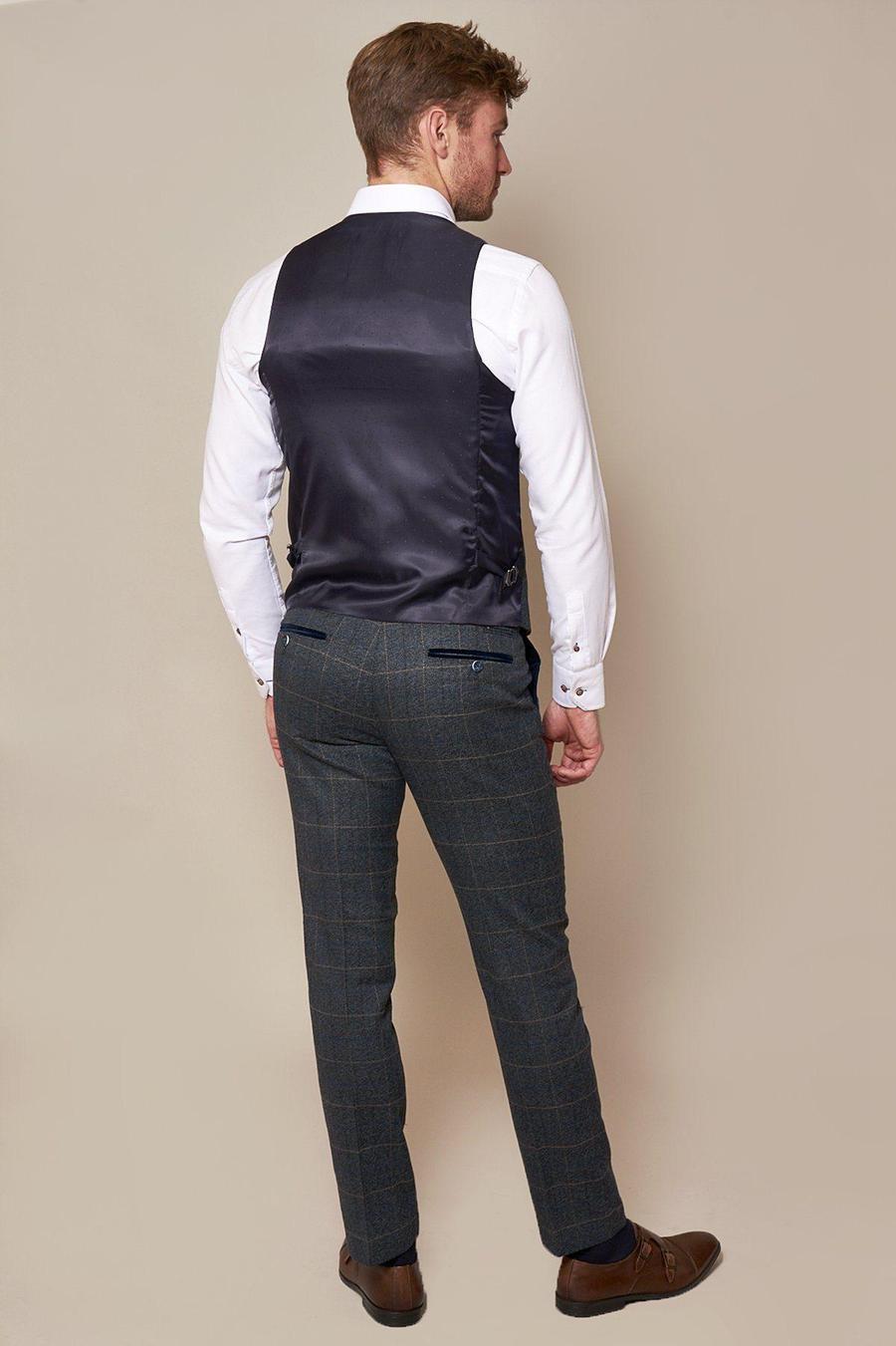 Marc Darcy Scott Grey Tweed Check Trousers - Image 4