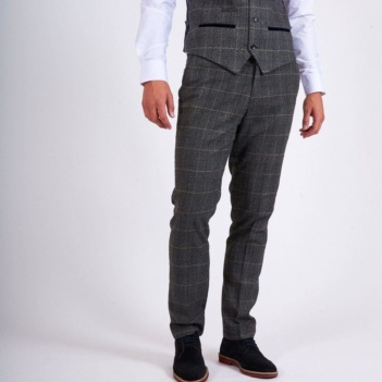 Marc Darcy Scott Grey Tweed Check Trousers