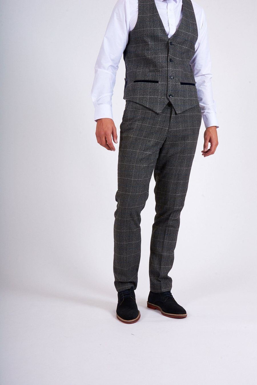 Marc Darcy Scott Grey Tweed Check Trousers