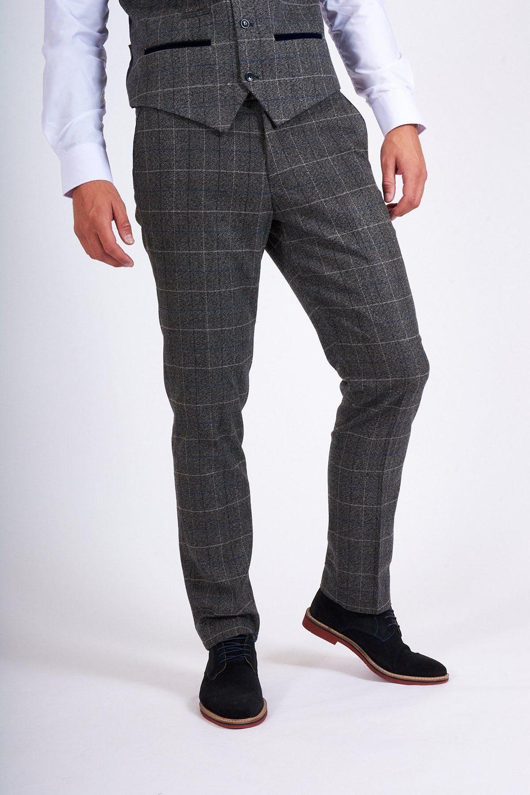 Marc Darcy Scott Grey Tweed Check Trousers - Image 2